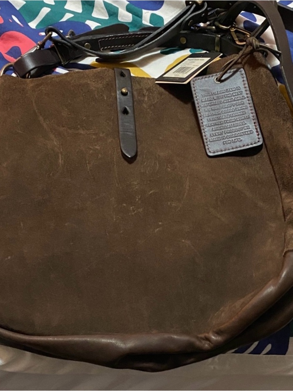 Filson Suede Top Handle Tote Bag in Dark Brown - Picture 11 of 15